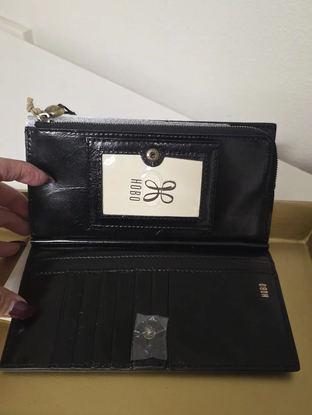 HOBO Black Leather Zip Wallet